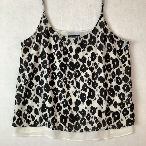 Cynthia‎ Rowley Camisole Womens Medium Black White Double Layer Spaghetti Straps - Picture 2 of 10